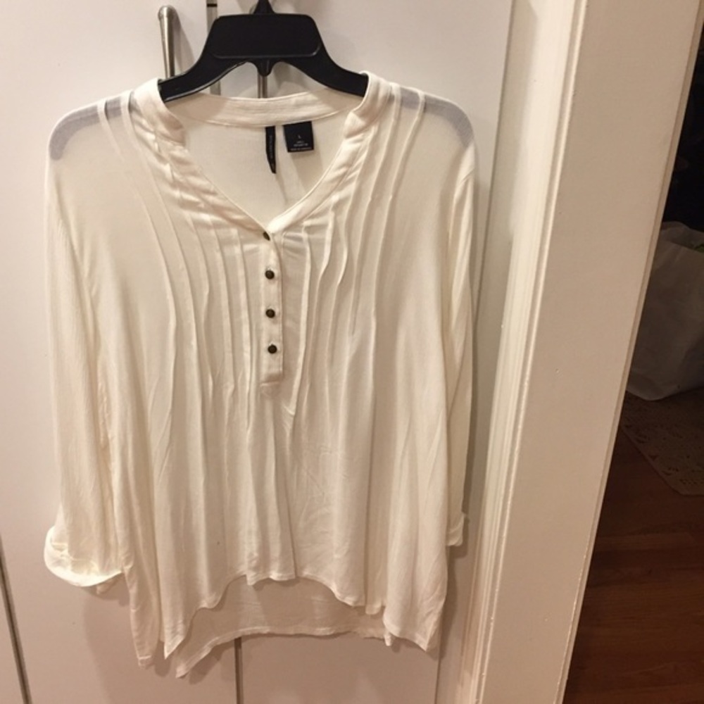 New Direction blouse Flowy 3/4 sleeve Large Ivory